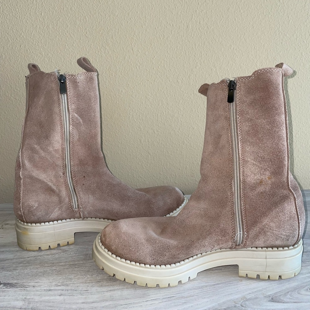 Suede Ankle Boots with Zipper